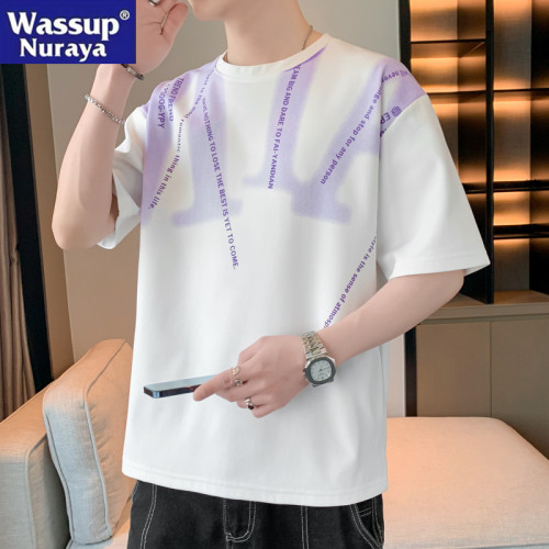WASSUP NURAYA青年t恤男夏季2025新款寬松加肥加大碼短袖潮流上衣