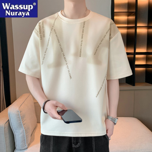 WASSUP NURAYA青年t恤男夏季2025新款寬松加肥加大碼短袖潮流上衣