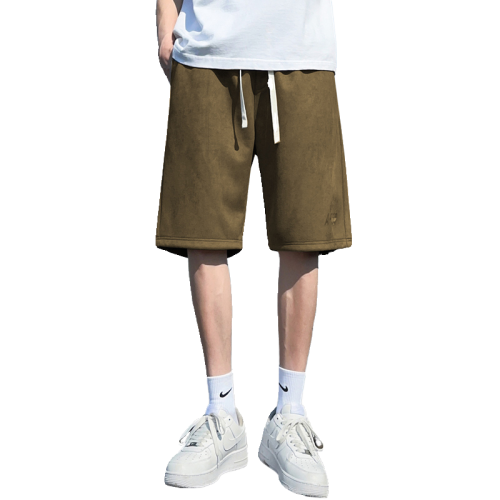 WASSUP NURAYA麂皮絨短褲男夏季潮牌美式薄款寬松運動休閒五分褲
