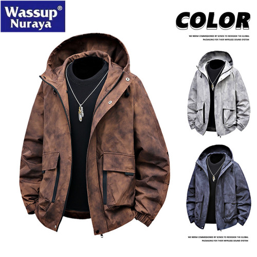 WASSUP Nuraya潮牌夾克外套男春秋復古連帽帥氣防風休閒青年上衣