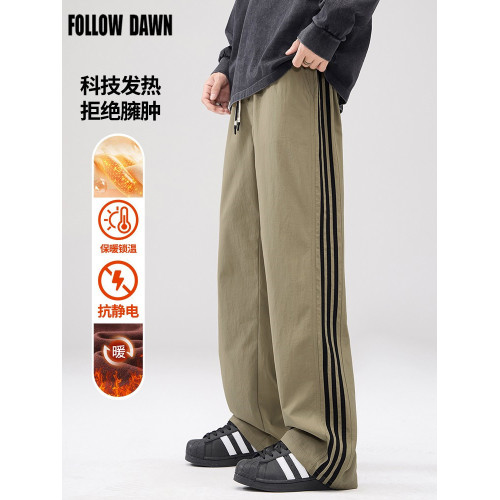 美式三條杠直筒休閒褲男2025春季新款寬鬆濶腿戶外工裝長褲