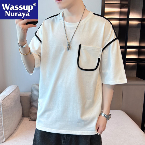 WASSUP NURAYA短袖男夏季潮牌圓領上衣青年學生百搭休閒半袖體恤