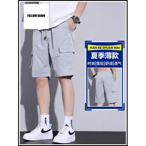 冰氧吧外穿短褲男款夏季薄款寬松中褲男士冰絲休閒五分褲