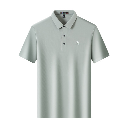 啄木鳥2025新款夏季爸爸裝冰絲polo衫中年男士短袖t恤休閒上衣服C