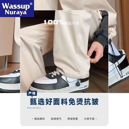 WASSUP NURAYA美式工裝褲男2025春秋潮牌寬松直筒休閒長褲沖鋒褲