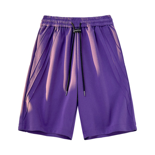WASSUP NURAYA紫色運動短褲男士夏季2025新款寬鬆休閒沙灘五分褲