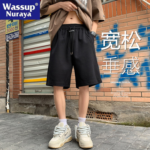 WASSUP NURAYA紫色運動短褲男士夏季2025新款寬鬆休閒沙灘五分褲
