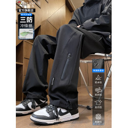 夏季戶外登山防水沖鋒褲男薄款2025新款寬松直筒工裝休閒長褲子K