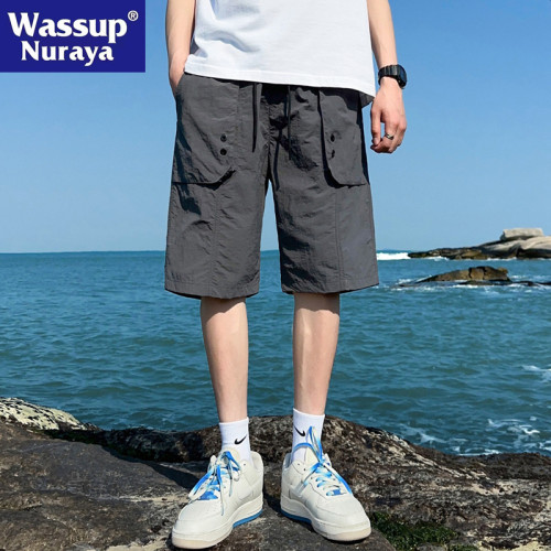 WASSUP NURAYA夏季短褲男休閒褲運動寬松潮流冰絲薄款青年五分褲