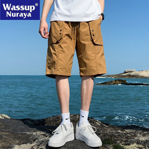 WASSUP NURAYA夏季短褲男休閒褲運動寬松潮流冰絲薄款青年五分褲