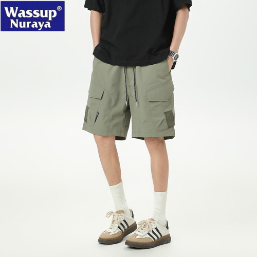 WASSUP NURAYA冰絲美式工裝短褲男戶外寬松速乾休閒青年五分中褲