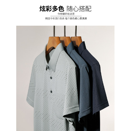 啄木鳥爸爸夏裝短袖t恤男2025夏季新款中年男士真口袋polo衫薄款C