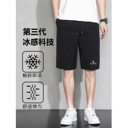 啄木鳥運動休閒短褲男夏季薄款冰絲2025新款寬松速乾五分中褲子K