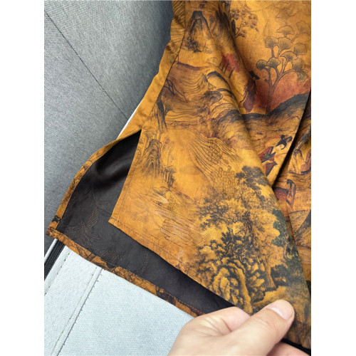 鄭任性國風花蘿香雲紗真絲小衫上衣 100%桑蠶絲寬松七分袖襯衫
