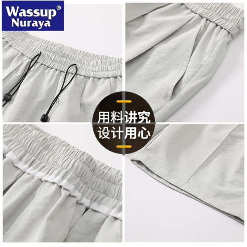 WASSUP Nuraya潮牌直筒五分褲男夏季速乾健身運動休閒青少年短褲