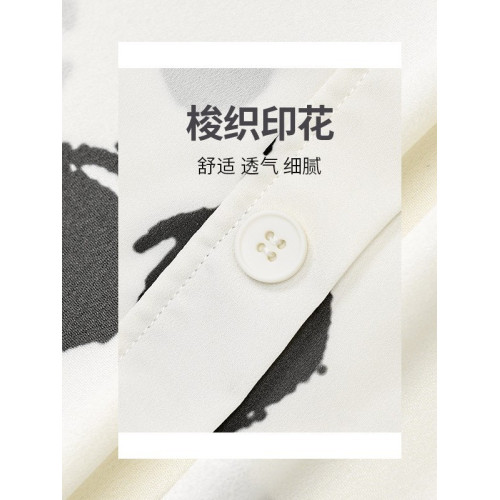 【同款優選】妖精波點法式一字肩波點襯衫木耳邊拼接短袖上衣