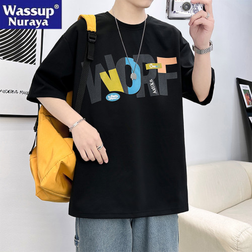 WASSUP NURAYA圓領冰絲短袖上衣t恤男薄款夏季大碼肥佬半袖寬松T