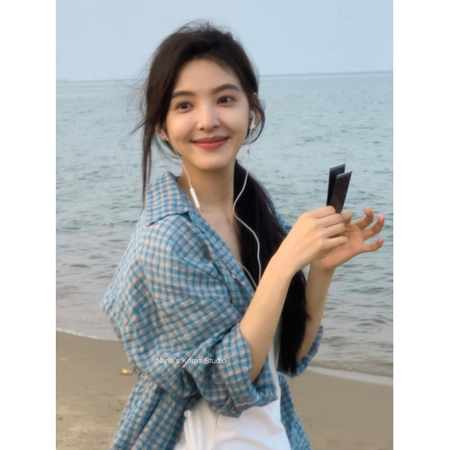 【Nana】韓國Raucohouse章若楠同款格子襯衫女寬松休閒長袖襯衣秋