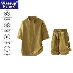 WASSUP Nuraya潮牌休閒運動套裝男夏季薄時尚青年帥氣兩件裝一套