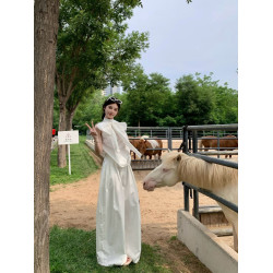 素嶼Soeyr 高級感立領系帶背心襯衫女夏季氣質法式小衆蝴蝶結上衣