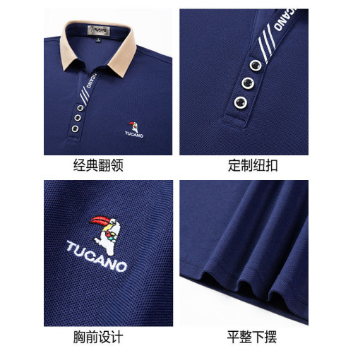啄木鳥刺綉短袖t恤男2025夏季新款寬松半袖上衣服商務翻領POLO衫H