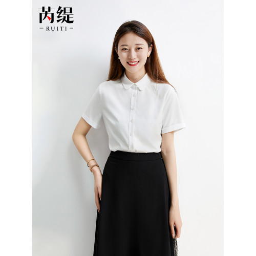 面試套裝女夏季白色短袖襯衫教師公考答辯正裝職業半身裙兩件套