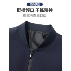 啄木鳥春秋新款男士棒球領商務夾克中老年爸爸裝外套休閒上衣服C
