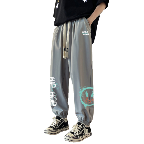 WASSUP NURAYA冰絲休閒褲子男夏季青年潮牌薄款束腳褲九分運動褲