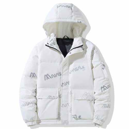 WASSUP Nuraya潮牌羽絨服男短款加厚白鴨絨亮面連帽青年冬裝外套