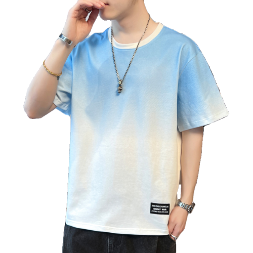 WASSUP NURAYA2024新款夏潮牌學生短袖T恤上衣漸變五分袖半袖體恤