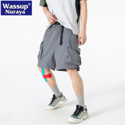 WASSUP NURAYA2025戶外工裝口袋寬松休閒透氣速乾青年五分中褲男