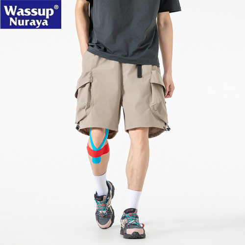 WASSUP NURAYA2025戶外工裝口袋寬松休閒透氣速乾青年五分中褲男