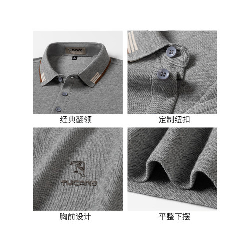 啄木鳥7A抗菌純棉短袖T恤男夏季新款中年爸爸商務翻領POLO衫上衣H