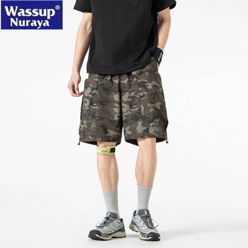 WASSUP NURAYA美式迷彩工裝短褲男夏季薄運動外穿休閒五分中褲潮