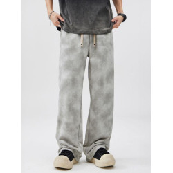 男士髒髒褲潮牌痞帥炸街褲子直筒寬鬆休閒褲男2025春季運動褲男款