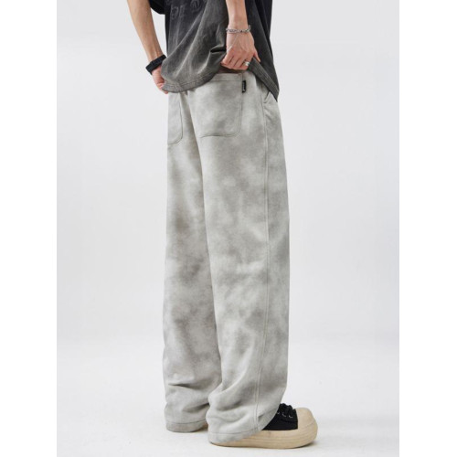 男士髒髒褲潮牌痞帥炸街褲子直筒寬鬆休閒褲男2025春季運動褲男款