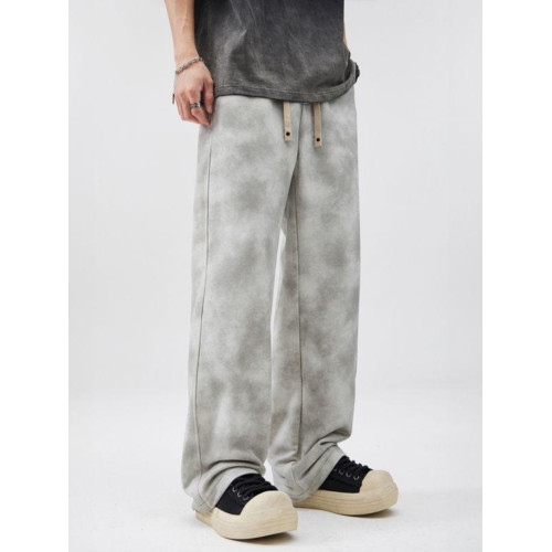 男士髒髒褲潮牌痞帥炸街褲子直筒寬鬆休閒褲男2025春季運動褲男款