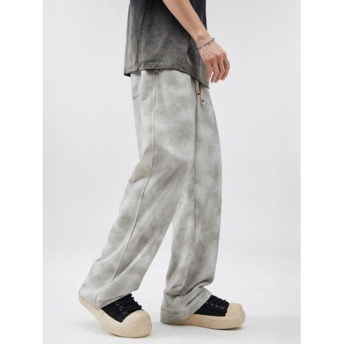 男士髒髒褲潮牌痞帥炸街褲子直筒寬鬆休閒褲男2025春季運動褲男款