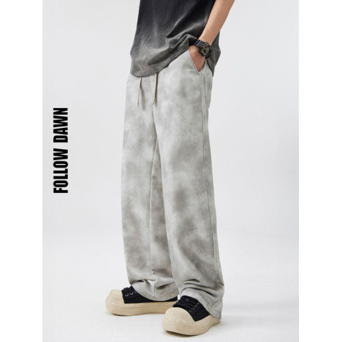 男士髒髒褲潮牌痞帥炸街褲子直筒寬鬆休閒褲男2025春季運動褲男款