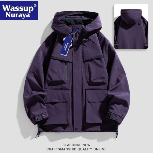 WASSUP Nuraya潮牌春秋連帽夾克男生寬松休閒戶外防水沖鋒衣外套