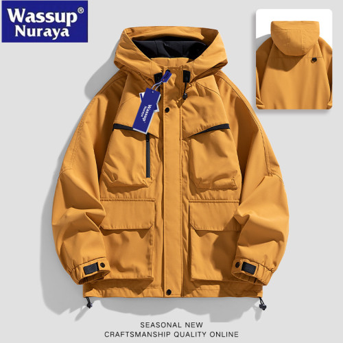 WASSUP Nuraya潮牌春秋連帽夾克男生寬松休閒戶外防水沖鋒衣外套