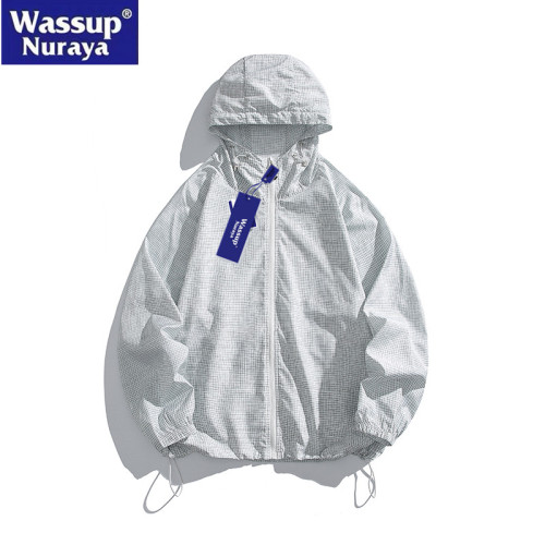 WASSUP Nuraya潮牌速乾透氣冰絲防曬衣男夏UPF50+連帽情侶防曬服