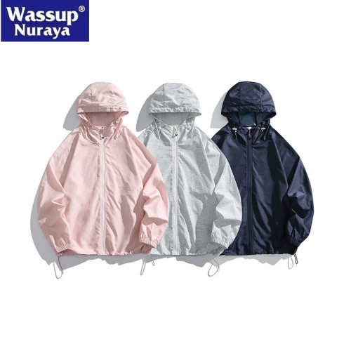 WASSUP Nuraya潮牌速乾透氣冰絲防曬衣男夏UPF50+連帽情侶防曬服