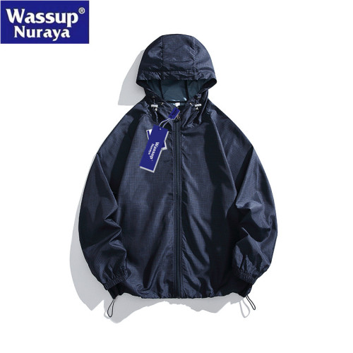 WASSUP Nuraya潮牌速乾透氣冰絲防曬衣男夏UPF50+連帽情侶防曬服