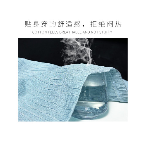 藍色肌理感條紋襯衫女短袖西裝領上衣2025夏季新款學生古巴領襯衣