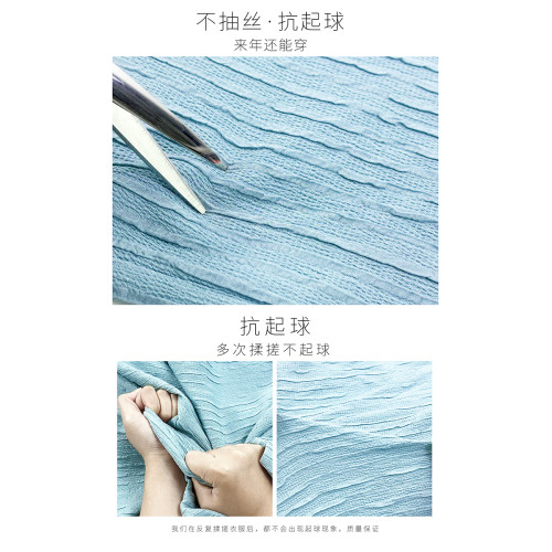 藍色肌理感條紋襯衫女短袖西裝領上衣2025夏季新款學生古巴領襯衣