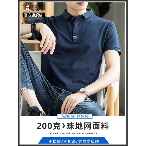 啄木鳥男士短袖Polo衫夏季薄款2025新款休閒翻領高級純棉爸爸t恤K