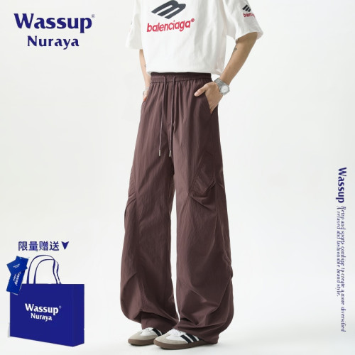 WASSUP NURAYA美式潮牌速乾沖鋒褲夏季新款男士寬鬆休閒傘兵褲子
