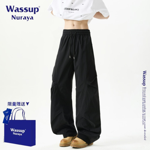 WASSUP NURAYA美式潮牌速乾沖鋒褲夏季新款男士寬鬆休閒傘兵褲子