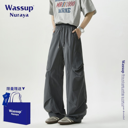 WASSUP NURAYA美式潮牌速乾沖鋒褲夏季新款男士寬鬆休閒傘兵褲子